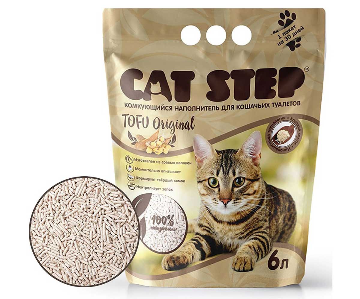 Наполнитель Для Кошачьего Туалета Cat Step (Кэт Степ) Tofu Original Комкующийся Растительный 6л