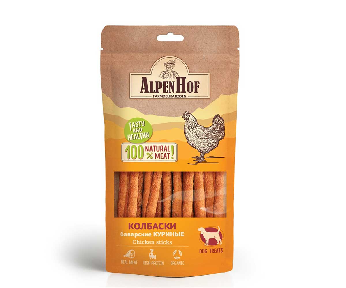 Лакомство Для Собак AlpenHof (Альпенхоф) Колбаски Баварские Курица 50г А519