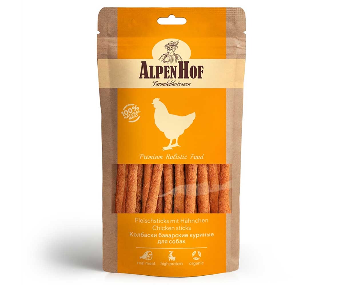 Лакомство Для Собак AlpenHof (Альпенхоф) Колбаски Баварские Курица 50г А519