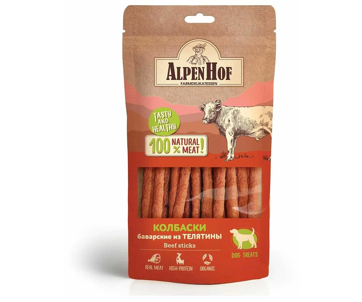 Лакомство Для Собак AlpenHof (Альпенхоф) Колбаски Баварские Телятина 50г A522