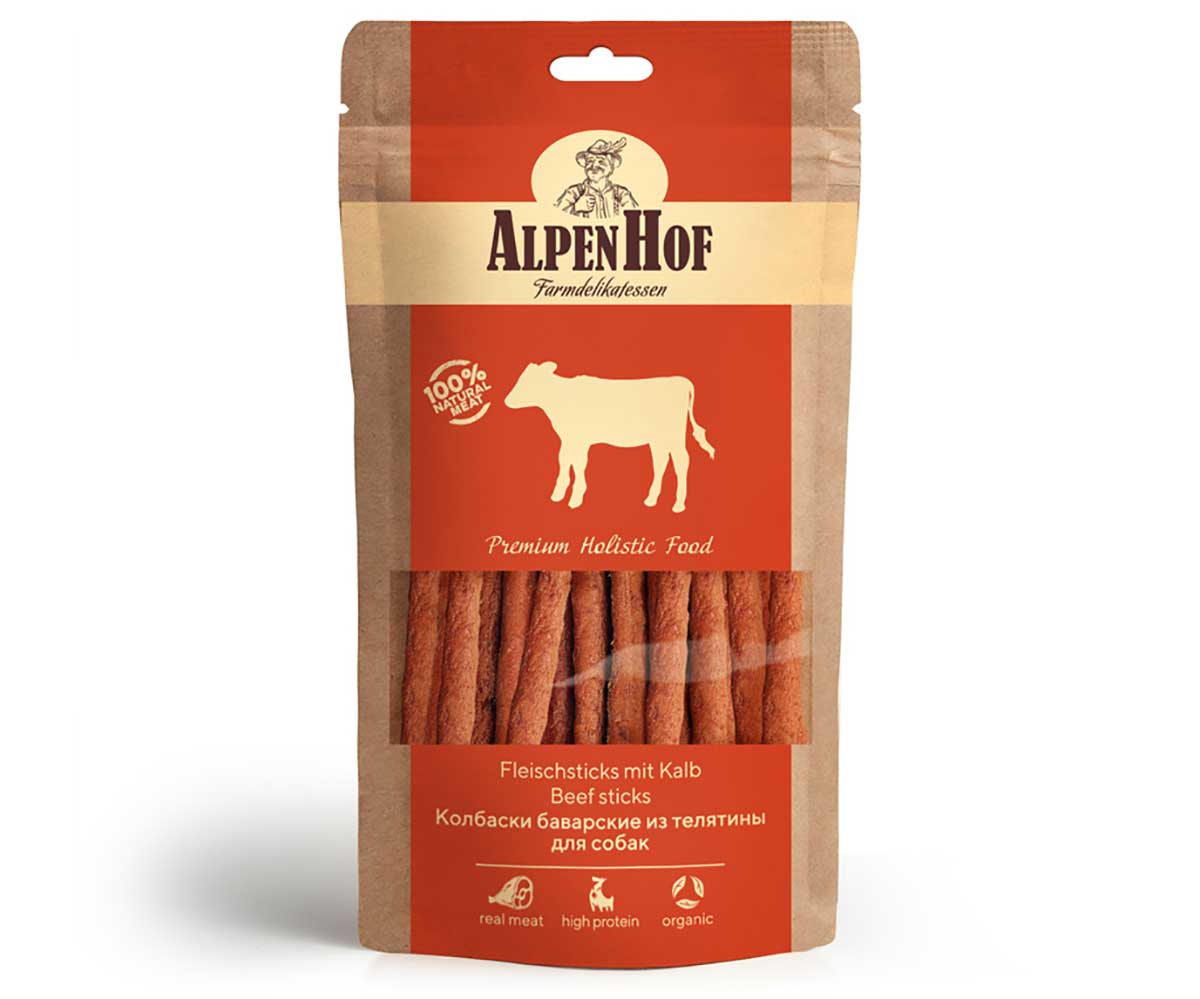 Лакомство Для Собак AlpenHof (Альпенхоф) Колбаски Баварские Телятина 50г A522