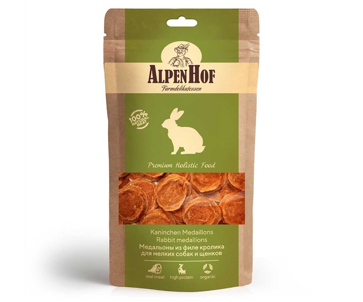 Лакомство Для Собак Мелких Пород и Щенков AlpenHof (АльпенХоф) Медальоны Из Филе Кролика 50г A512