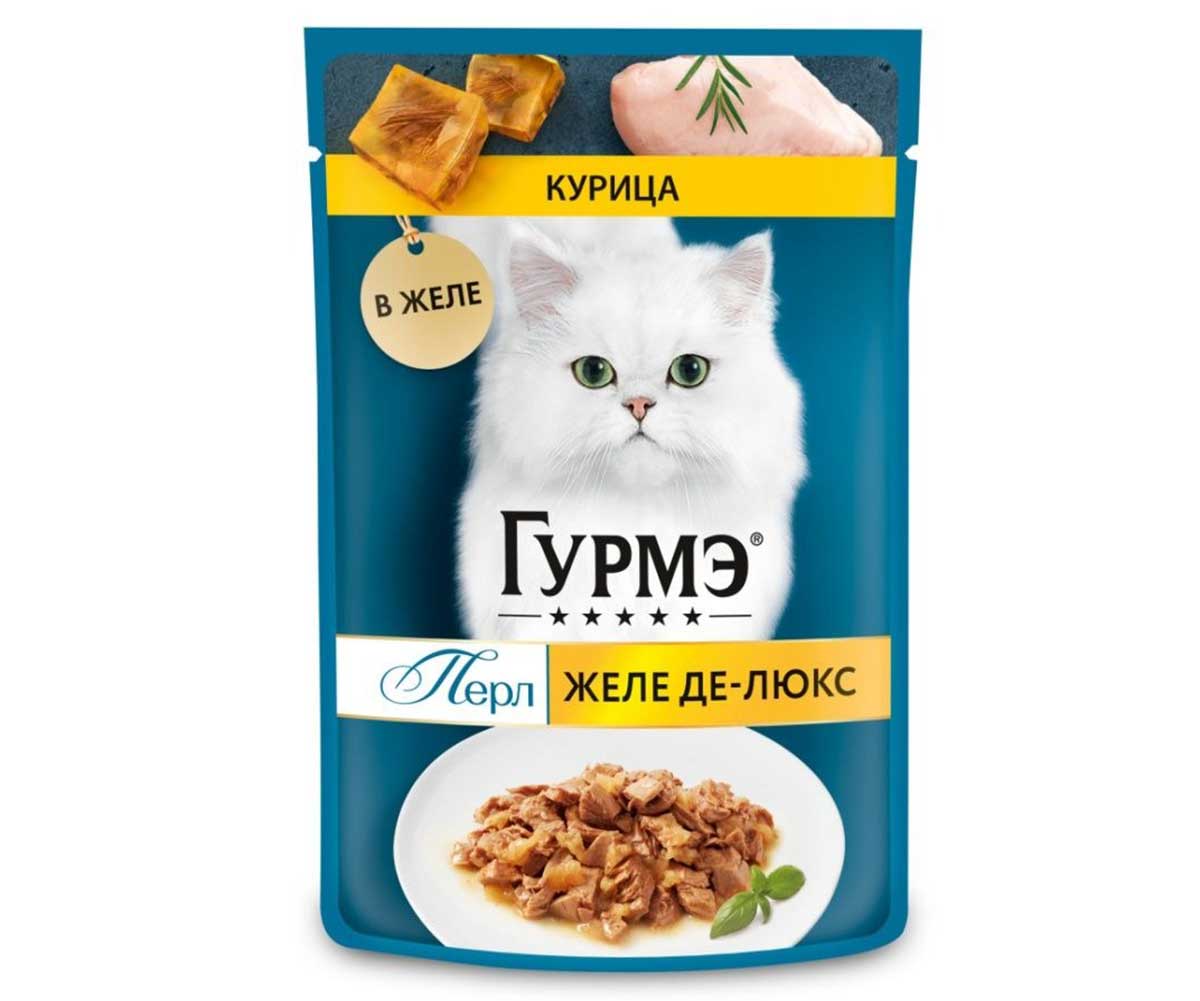 Влажный Корм Гурмэ Для Кошек Курица Перл Желе Де-Люкс 75г (1*26)
