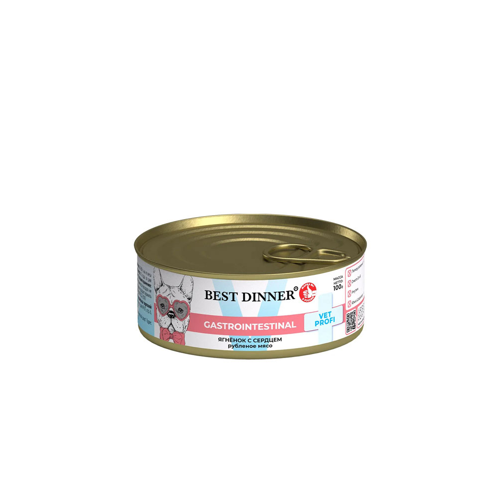 Консервы Best Dinner (Бест Диннер) Для Собак с Чувствительным Пищеварением Ягненок и Сердце Exclusive Gastro Intestinal 100г 7648