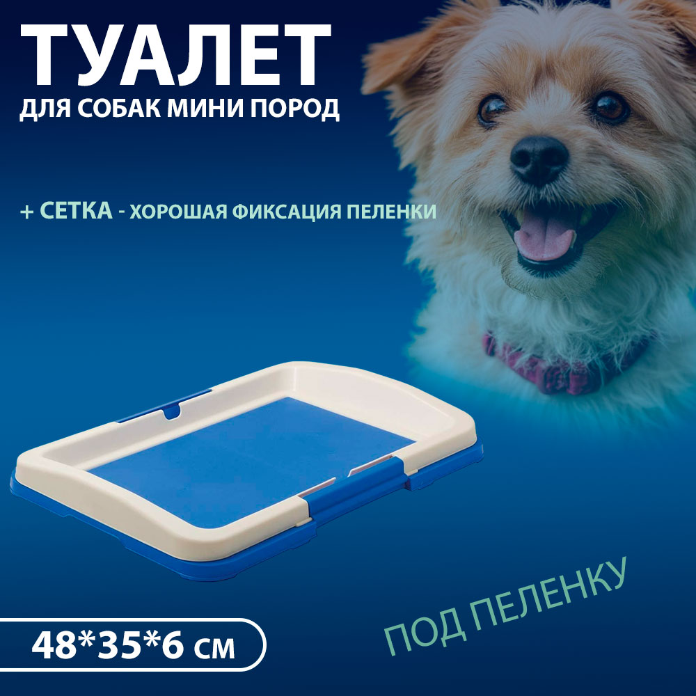 Туалет Для Собак Мелких и Средних Пород Hello Pet (Хеллоу Пет) Японский Стиль Малый Синий 48*35*6 см  Р102-05