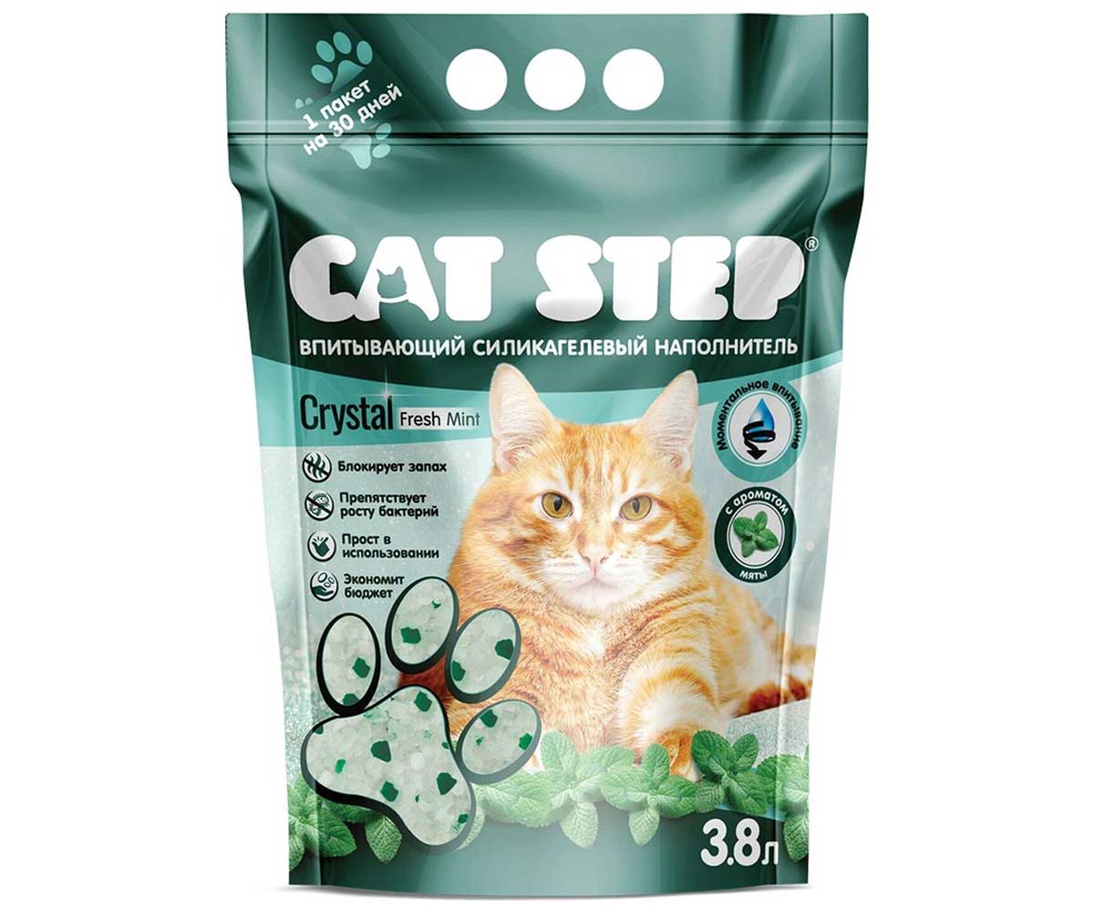 Наполнитель Для Кошачьего Туалета Cat Step (Кэт Степ) Crystal Mint Силикагель 3,8л 20363011