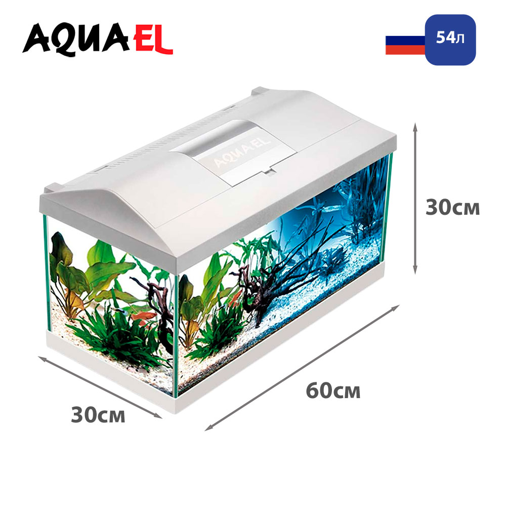 Аквариум Aquael (Акваэль) Leddy Set Plus D&N 60 54л Белый 60*30*30см 122730