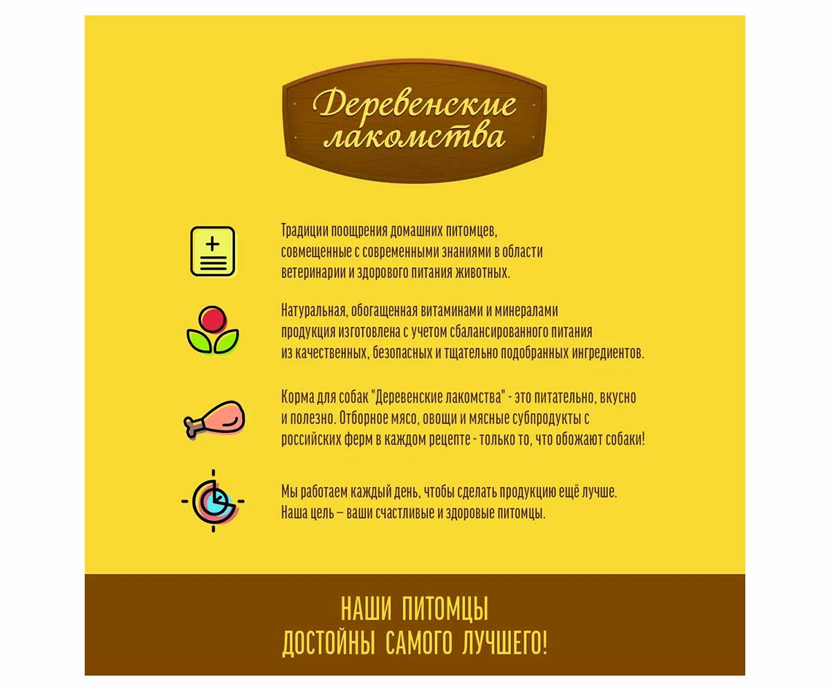 Консервы Для Собак Деревенские Лакомства Домашние Обеды Каре Ягненка Печень и Овощи 240г 76135528