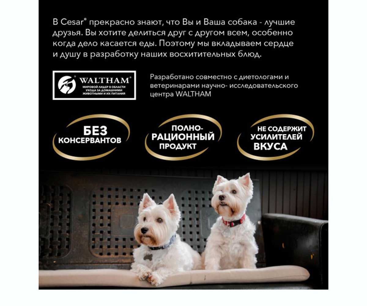 Влажный Корм Cesar (Цезарь) Для Собак Говядина и Овощи 85г (1*28)