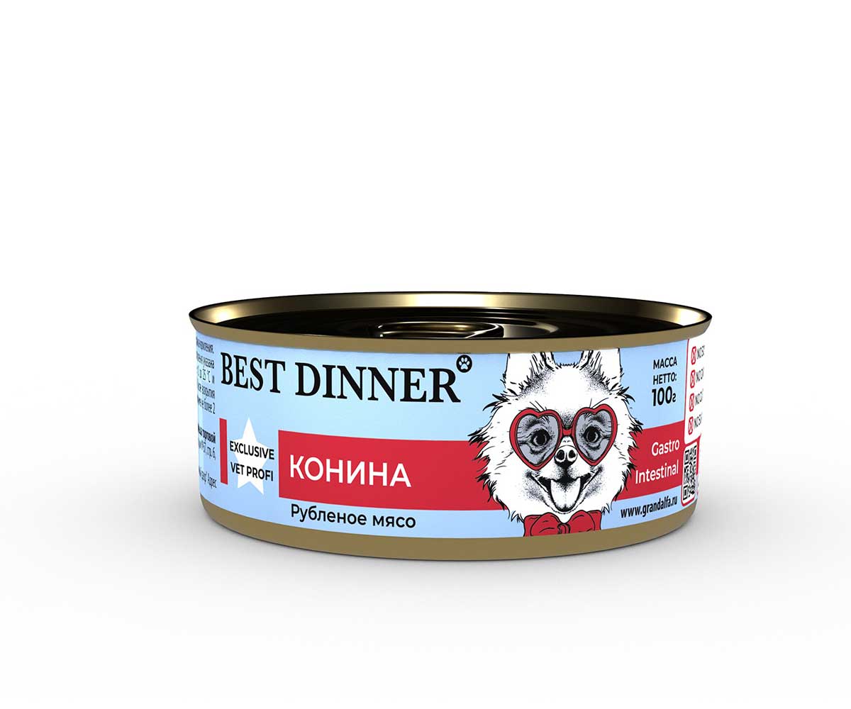 Консервы Для Собак Best Dinner (Бест Диннер) с Чувствительным Пищеварением Конина Exclusive Gastro Intestinal 100г