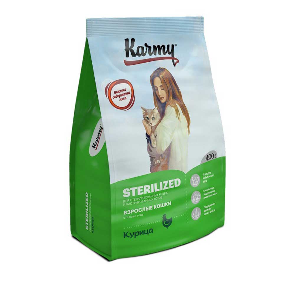 Сухой Корм Karmy (Карми) Для Стерилизованных Кошек Курица Sterilized 400г (1*24)