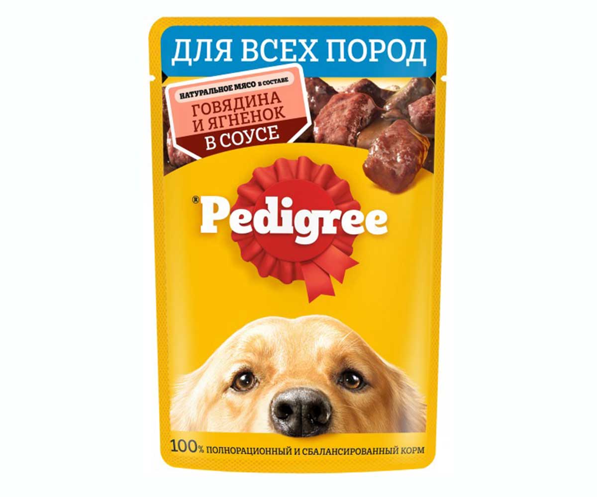 Влажный Корм Pedigree (Педигри) Для Собак Говядина и Ягненок в Соусе 85г (1*28)