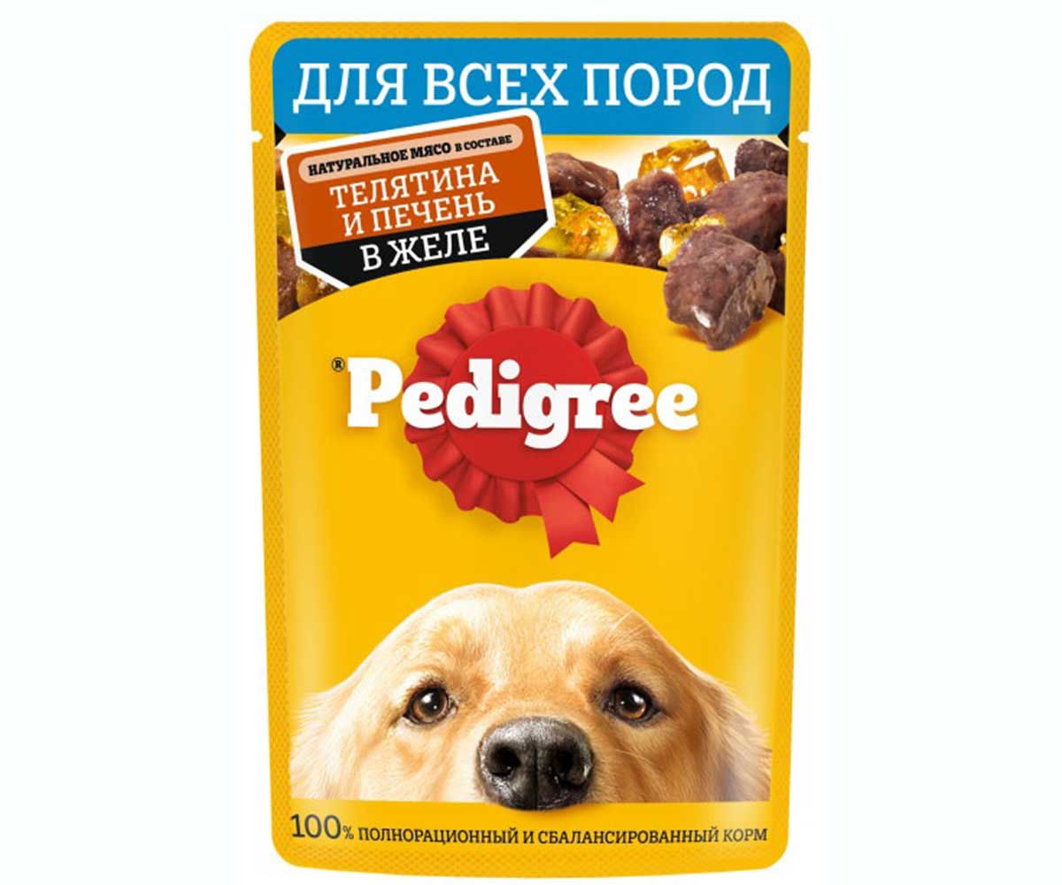 Влажный Корм Pedigree (Педигри) Для Собак Телятина и Печень в Желе 85г (1*28)