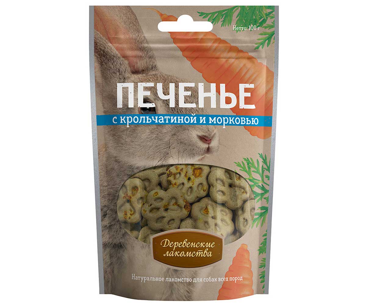 Лакомства Для Собак Деревенские Лакомства Печенье Кролик и Морковь 100г 72504031