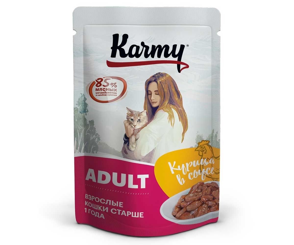 Влажный Корм Karmy (Карми) Для Кошек Курица в Соусе Adult 80г (1*24)