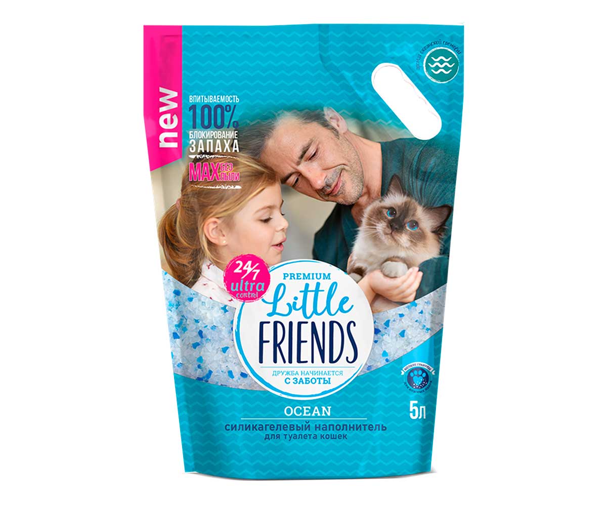 Наполнитель Силикагель Little Friends (Литтл Френдс) Ocean 5л П/М Пакет(1*6)