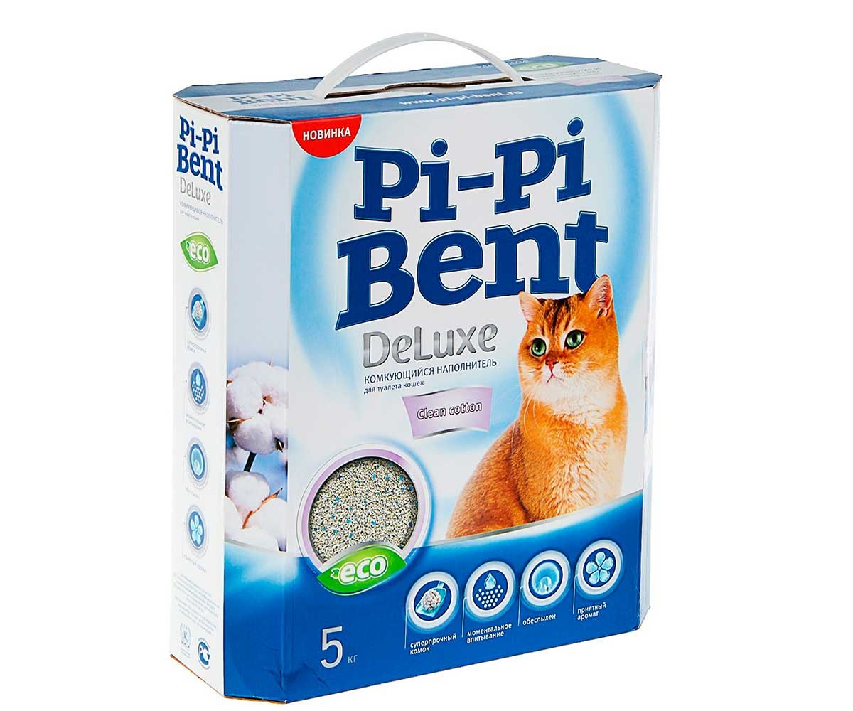 Наполнитель Pi-Pi-Bent (Пи-Пи Бент) Deluxe Clean Cotton 5кг Коробка (1*4)