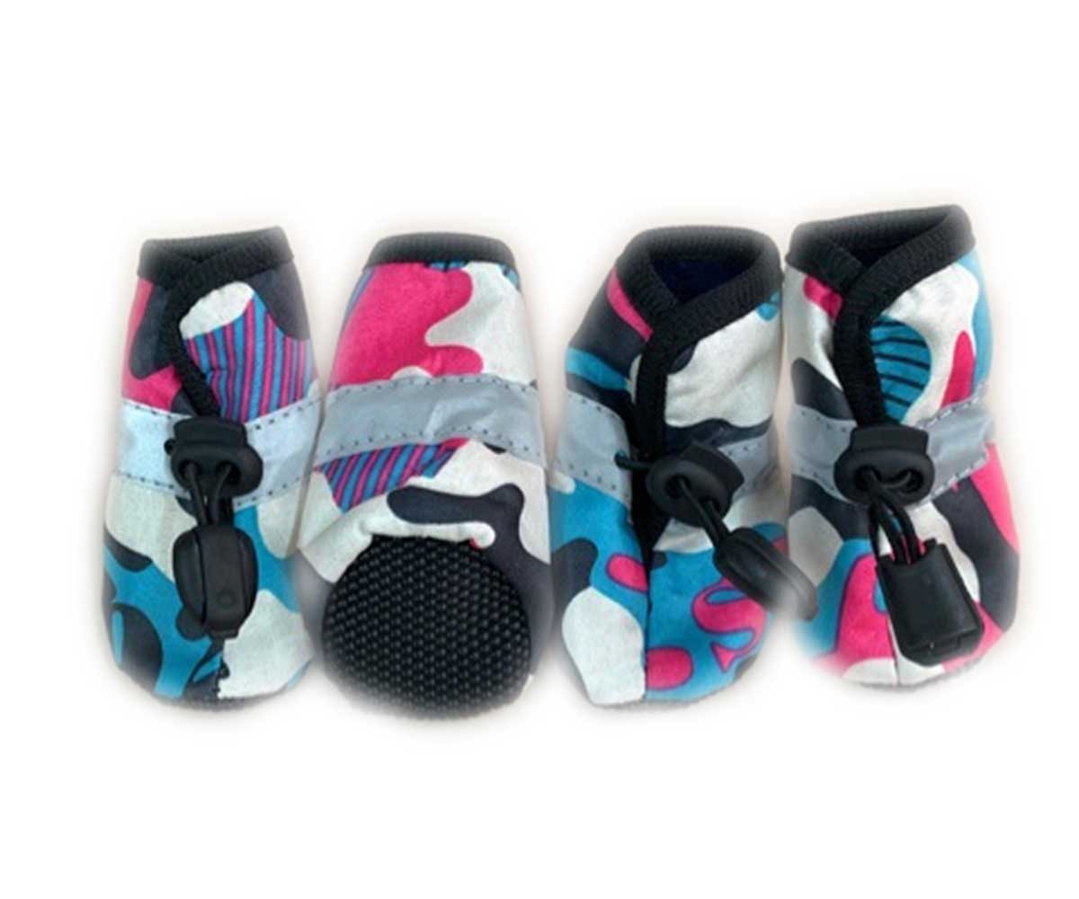 Сапожки Для Собак Миниатюрных Пород Милитари Спорт 2 Голубой/Розовый Pet Fashion (Пет Фешн)