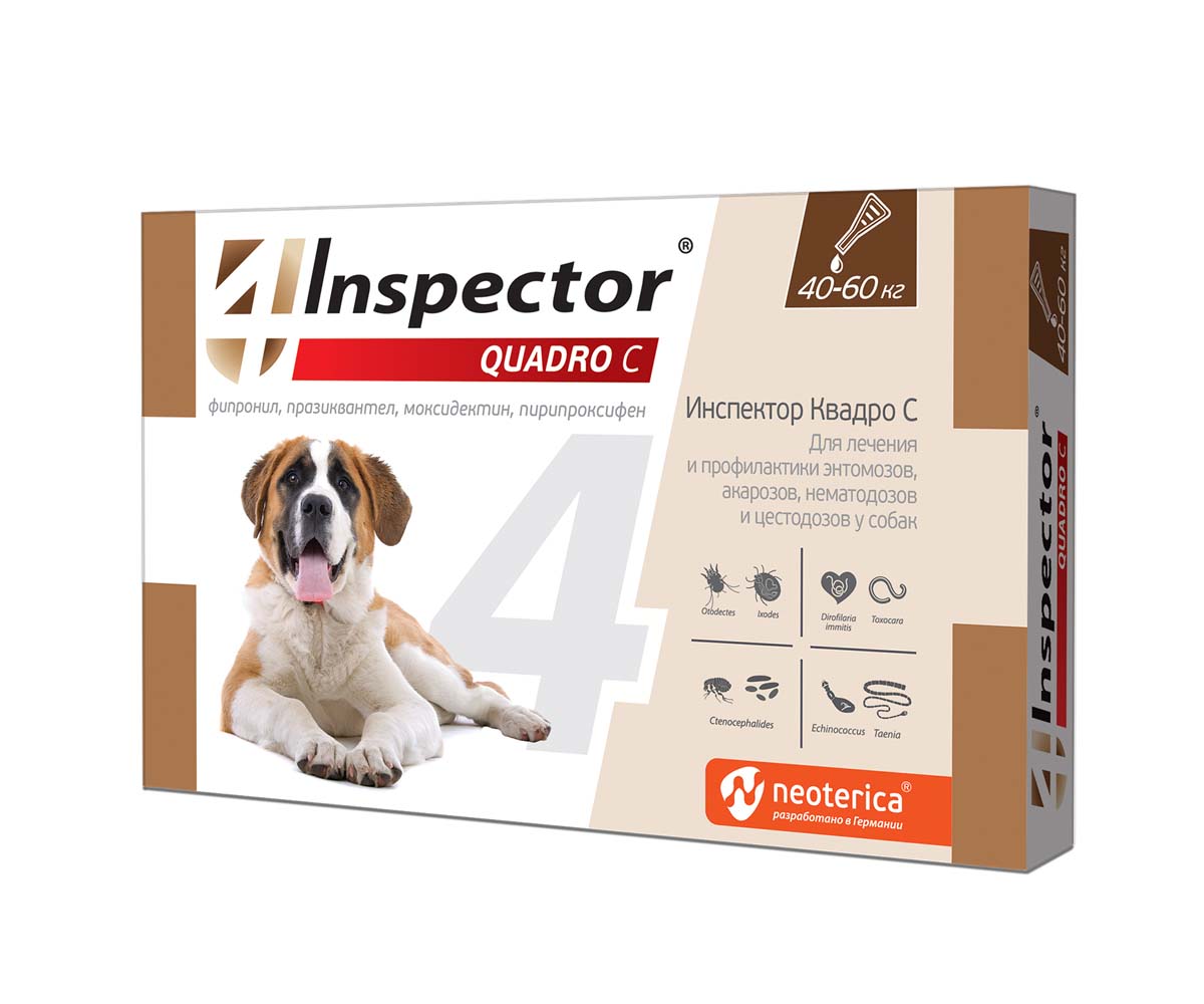 Inspector (Инспектор) Quadro Капли Против Внешних и Внутренних Паразитов Для Собак 40-60кг I308