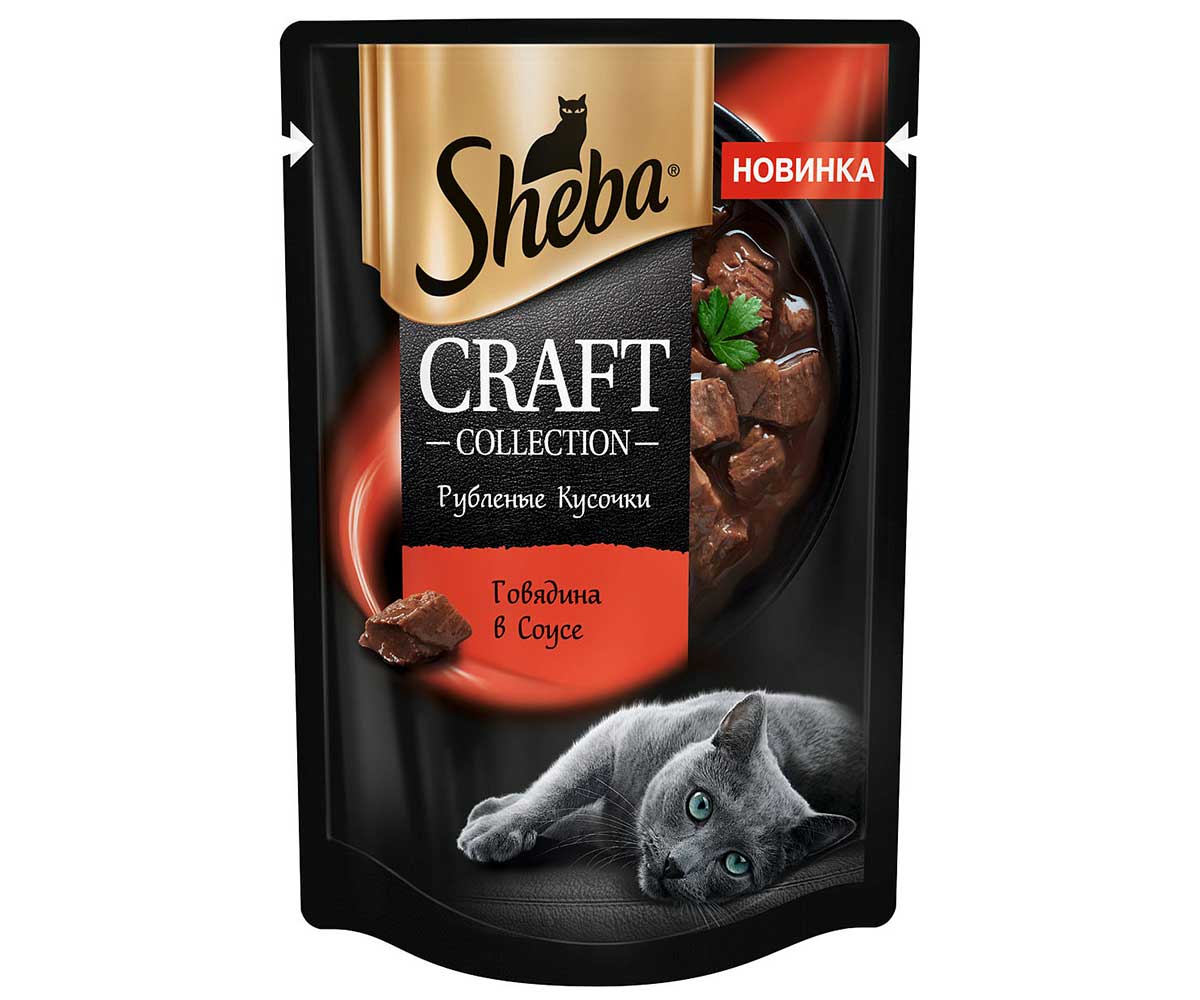 Влажный Корм Sheba (Шеба) Для Кошек Говядина в Соусе Рубленые Кусочки Craft Collection 75г (1*28)