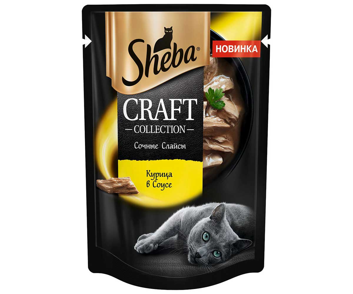 Влажный Корм Sheba (Шеба) Для Кошек Курица в Соусе Рубленые Кусочки Craft Collection 75г (1*28)