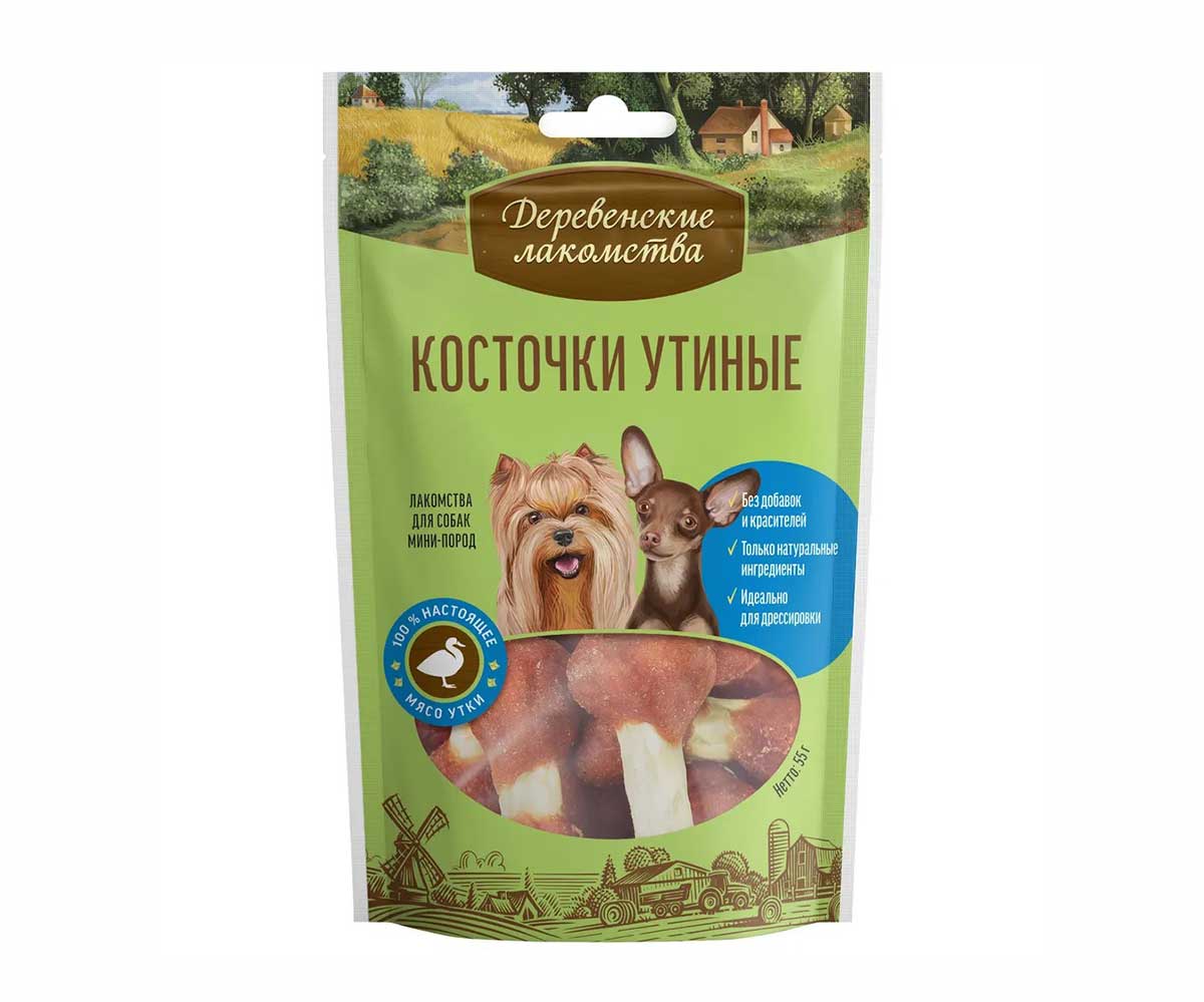 Лакомства Для Собак Деревенские Лакомства Косточки Утиные 55г 79711526