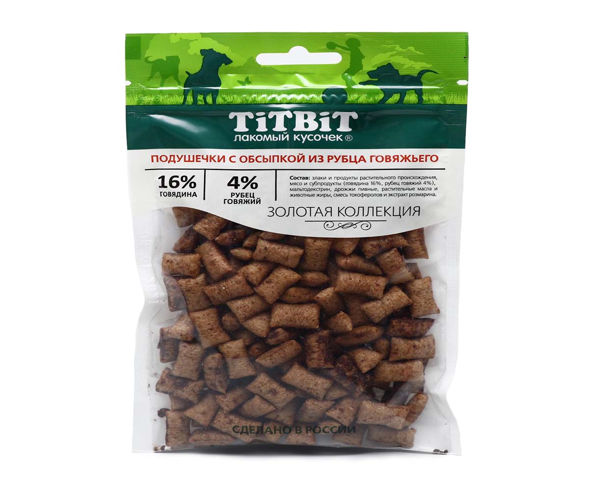 Лакомство Для Собак TiTBiT (Титбит) Золотая Коллекция Подушечки с Обсыпкой Из Рубца Говяжьего 80г 018767