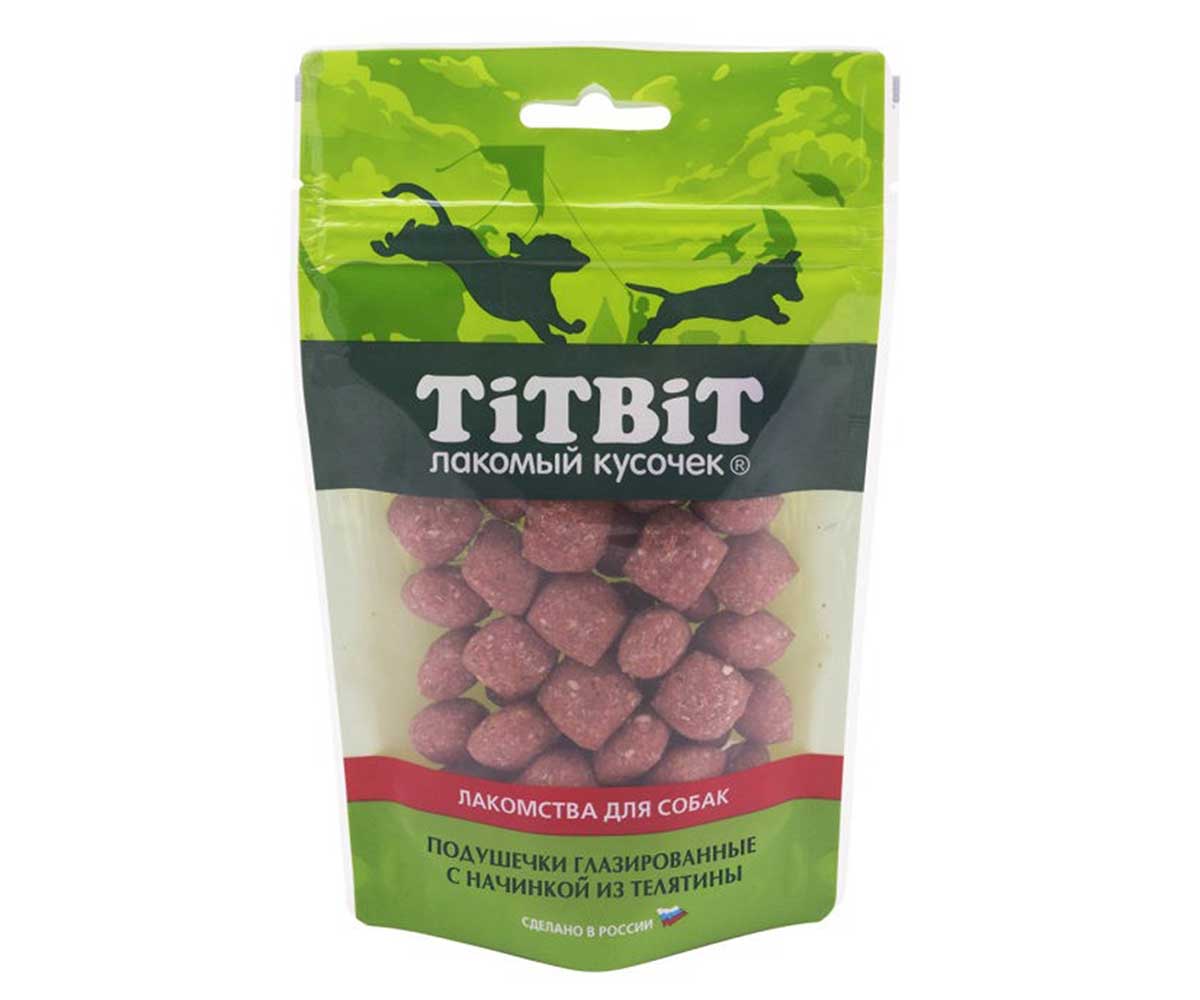 Лакомство TiTBiT (Титбит) Для Собак Подушечки Глазированные с Начинкой Из Телятины 100г Золотая Коллекция 018750