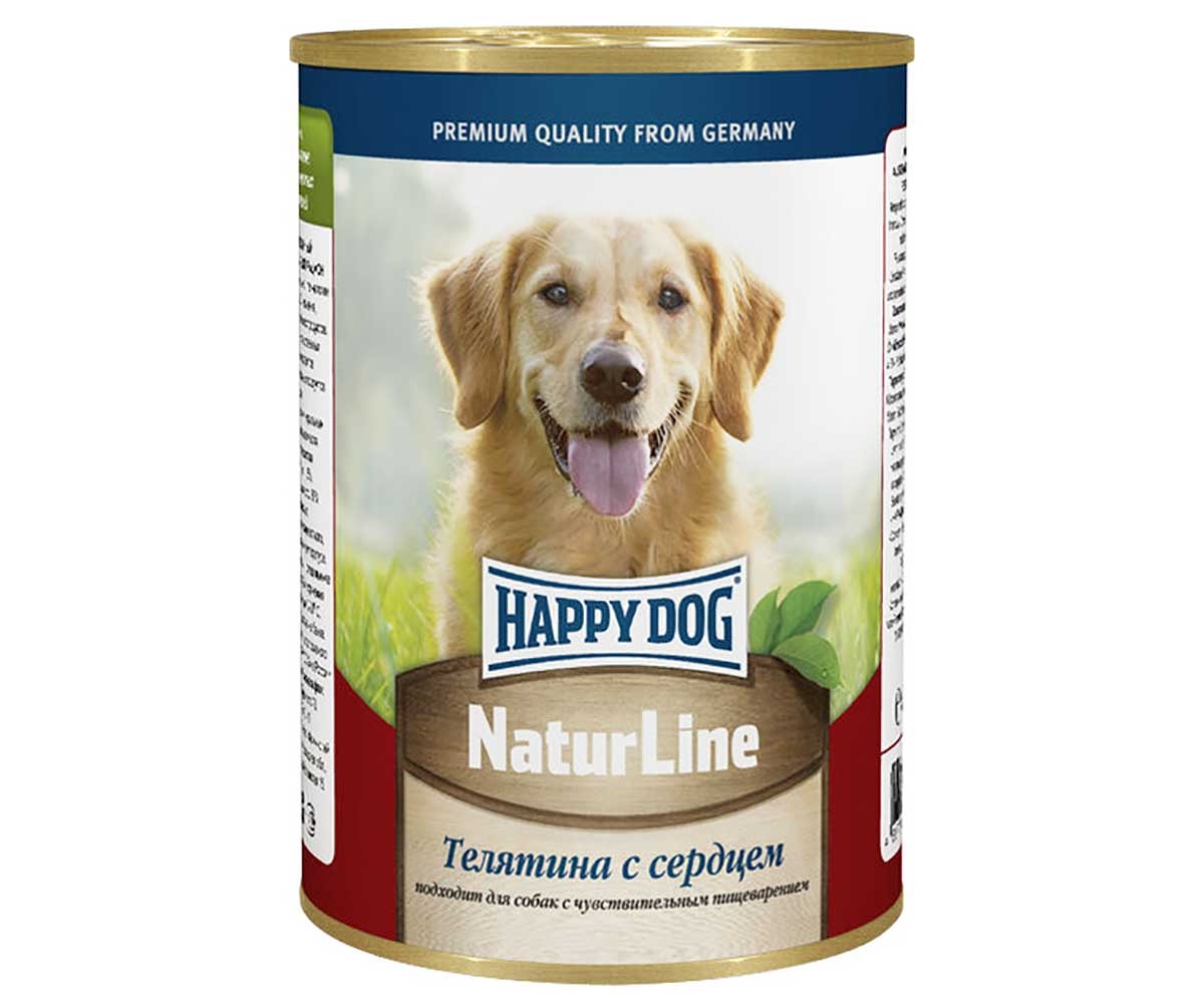 Консервы Для Собак Happy Dog (Хэппи Дог) Телятина и Сердце Natur Line 410г (1*20) 72247