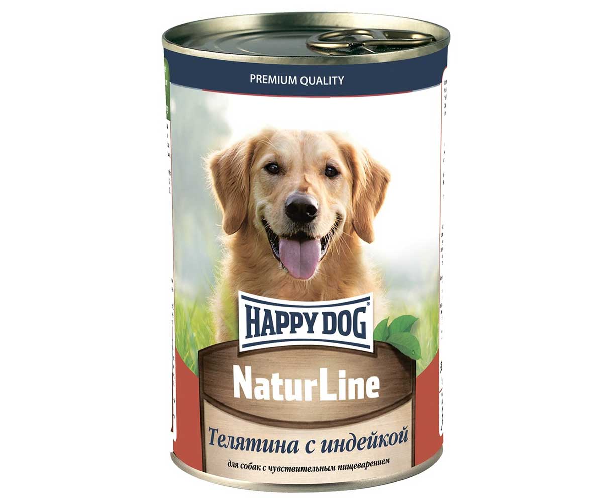 Консервы Для Собак Happy Dog (Хэппи Дог) Телятина и Индейка Natur Line 410г (1*20) 72244