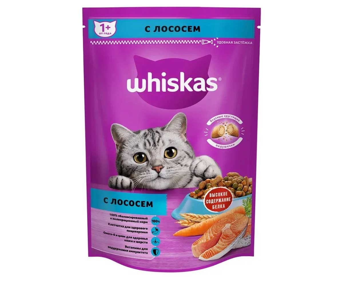 Сухой Корм Whiskas (Вискас) Для Кошек Подушечки Лосось Паштет Аппетитный Обед 350г (1*9)
