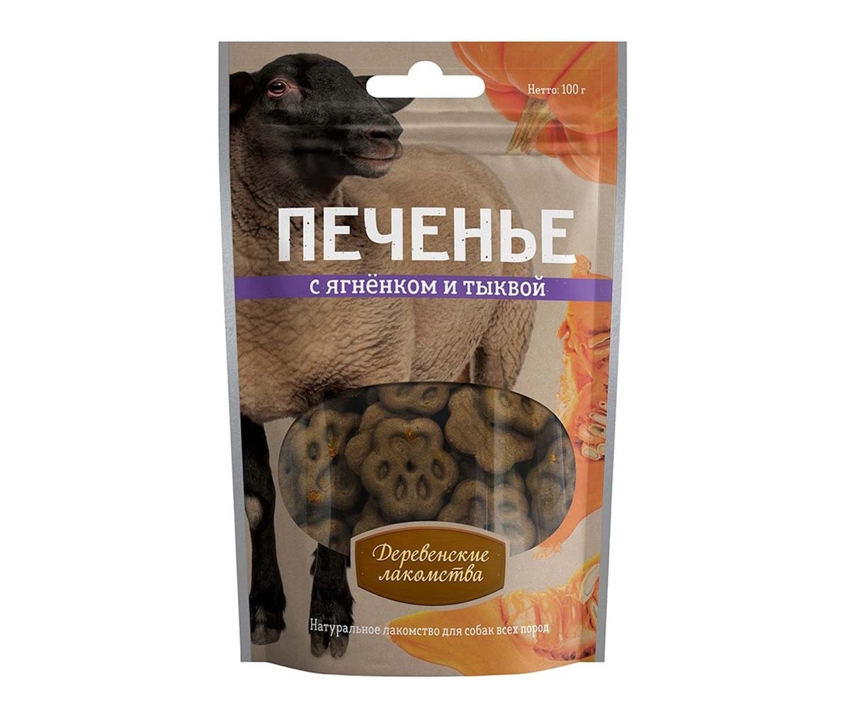 Лакомство Для Собак Деревенские Лакомства Печенье Ягненок/Тыква 100г 72504055