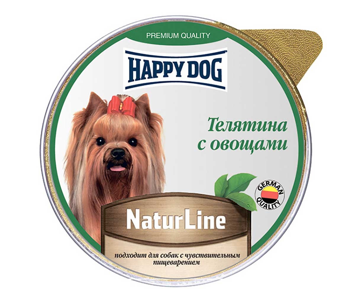 Консервы Для Собак Мелких Пород Happy Dog (Хэппи Дог) Телятина и Овощи Паштет Natur Line 125г 72250