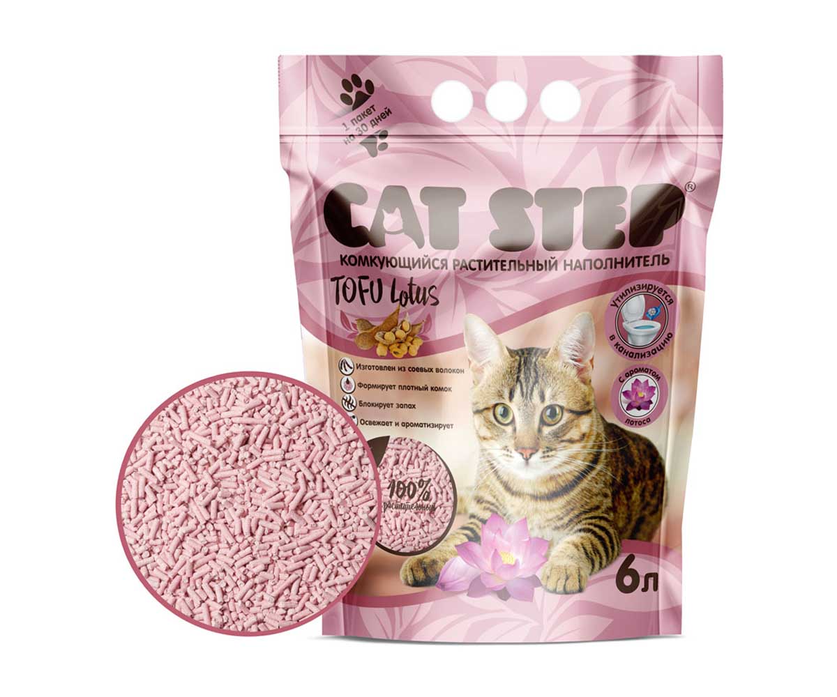 Наполнитель Для Кошачьего Туалета Cat Step (Кэт Стэп) Tofu Lotus 6л Комкующийся Растительный 20333006