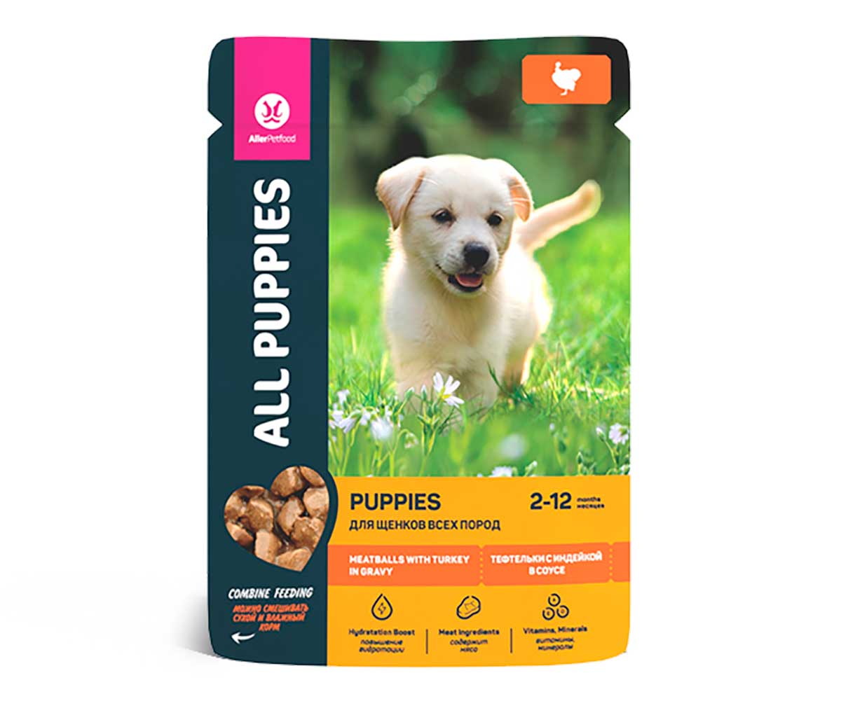 Консервы Для Щенков All Puppies (Олл Паппис) Тефтельки с Индейкой в Соусе 85г