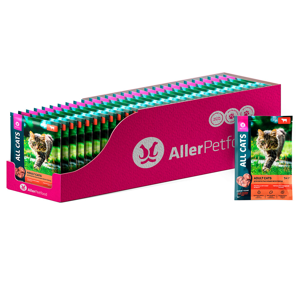 Влажный Корм Для Кошек All Cats (Олл Кэтс) Тефтельки Говядина в Соусе 85г (1*28)