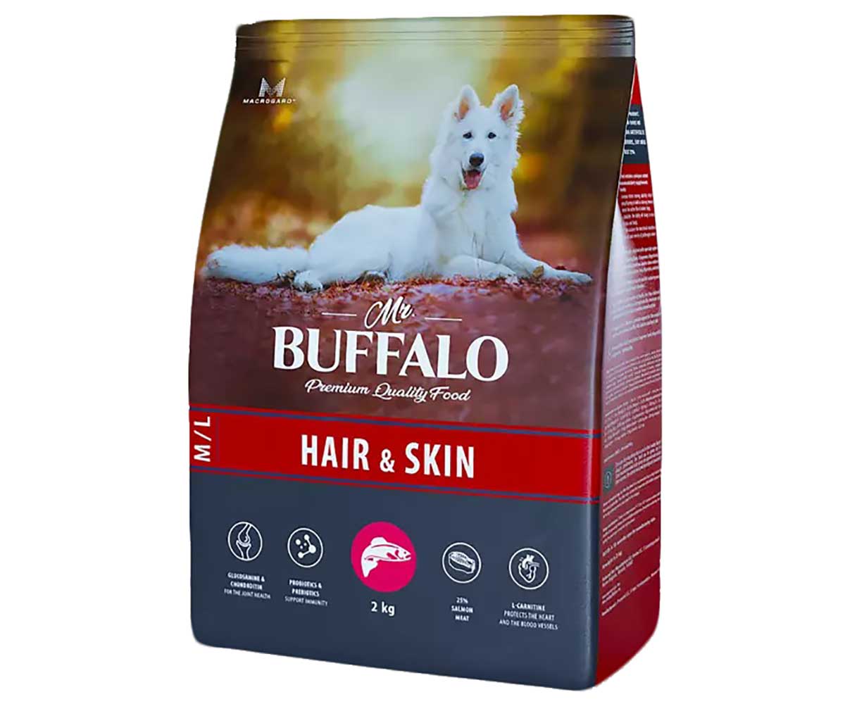 Сухой Корм Mr.Buffalo (Мистер Буффало) Для Собак Средних и Крупных Пород Для Кожи и Шерсти Лосось 2кг B136