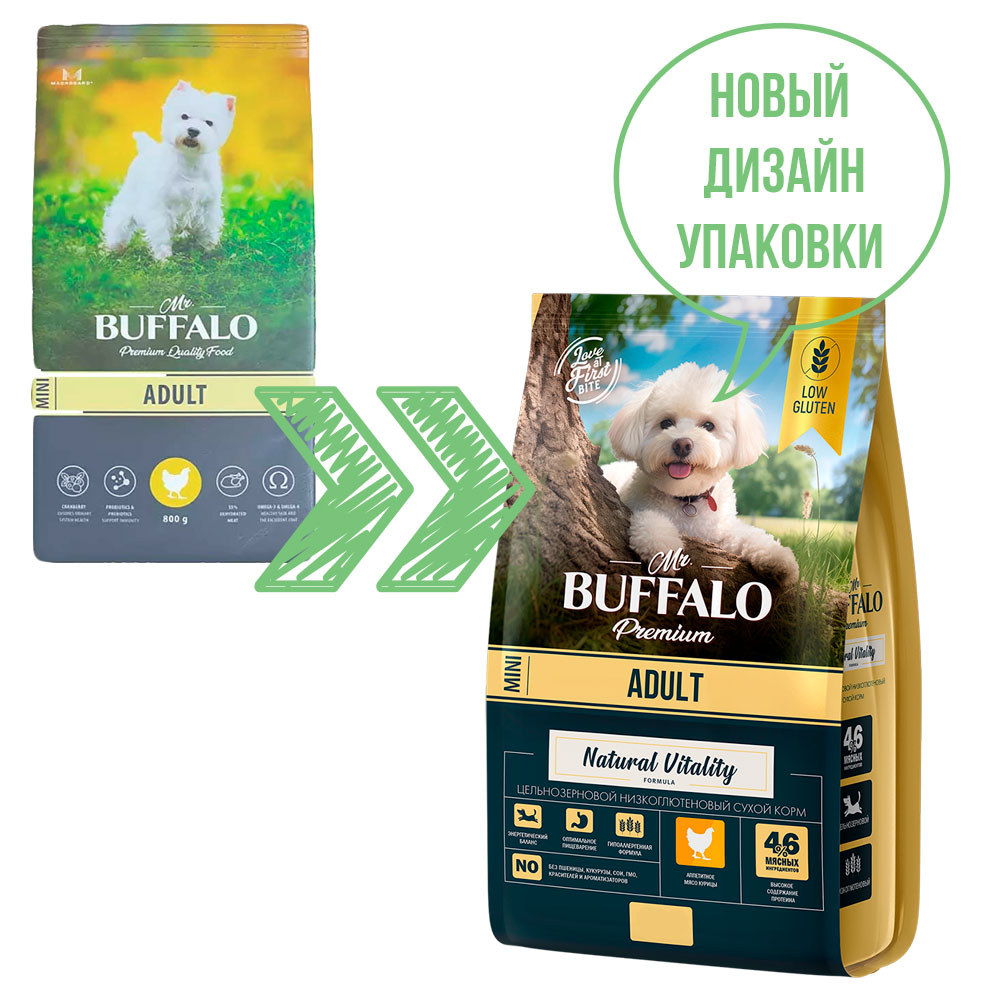 Сухой Корм Mr.Buffalo (Мистер Буффало) Для Собак Мелких Пород Курица Adult Mini 2кг B126