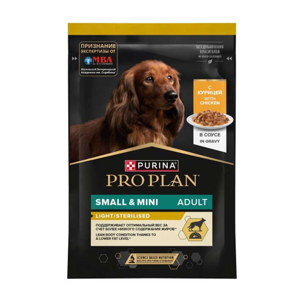 Влажный Корм ProPlan (ПроПлан) Для Собак Мелких Пород Контроль Веса Курица в Соусе Диетический OptiSavour Weight Control 85г (1*26)