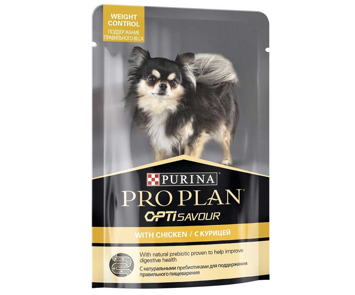 Влажный Корм ProPlan (ПроПлан) Для Собак Мелких Пород Контроль Веса Курица в Соусе Диетический OptiSavour Weight Control 85г (1*26)