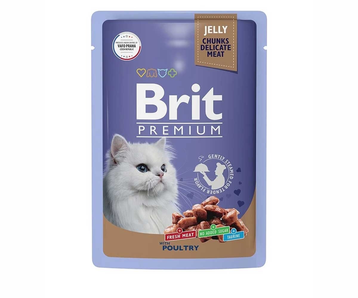 Влажный Корм Brit (Брит) Для Кошек Птица Ассорти в Желе Premium 85г (1*24) 5050130
