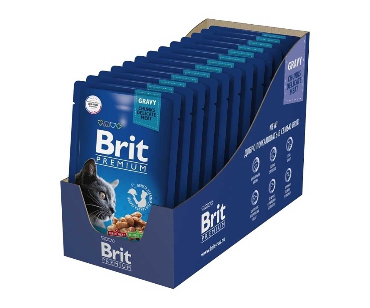 Влажный Корм Brit (Брит) Для Кошек Цыпленок и Перепелка в Соусе Premium 85г 5048915