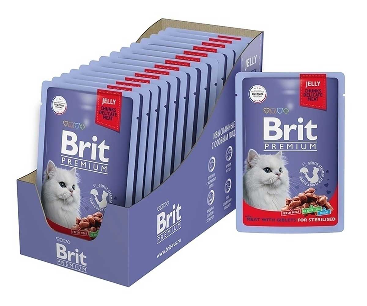 Влажный Корм Brit (Брит) Для Стерилизованных Кошек Мясное Ассорти Потрошки Premium 85г (1*24) 5050222