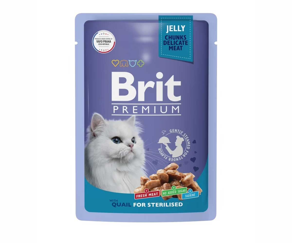 Влажный Корм Brit (Брит) Для Стерилизованных Кошек Перепелка в Желе Premium 85г (1*24) 5050215
