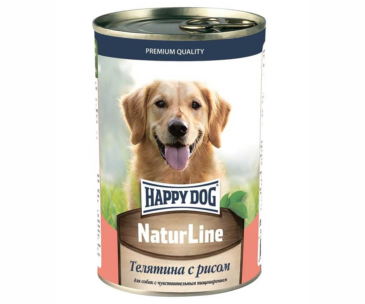 Консервы Happy Dog (Хэппи Дог) Для Собак Телятина и Рис Natur Line 410г (1*20) 72246