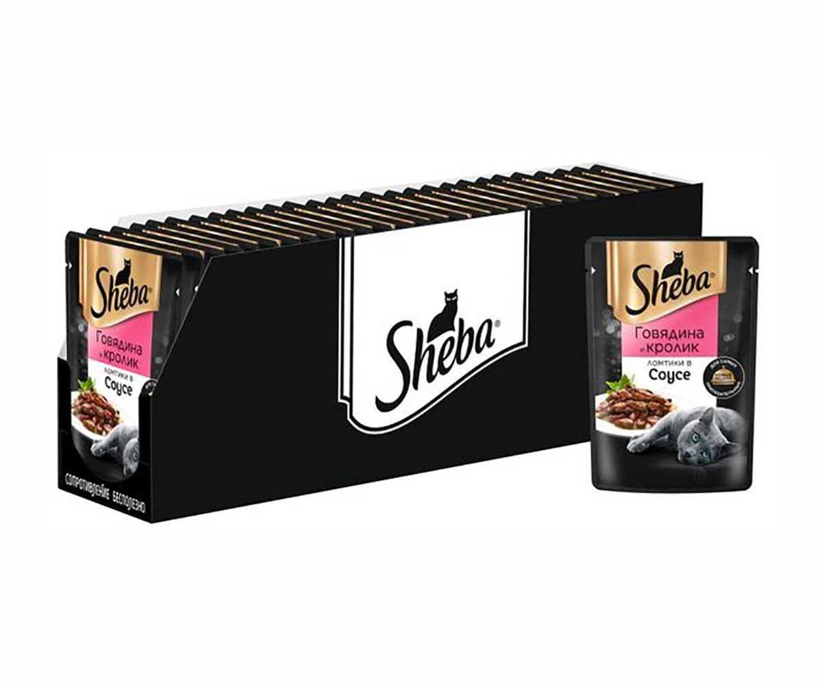 Влажный Корм Sheba (Шеба) Для Кошек Говядина и Кролик в Соусе 75г (1*28)