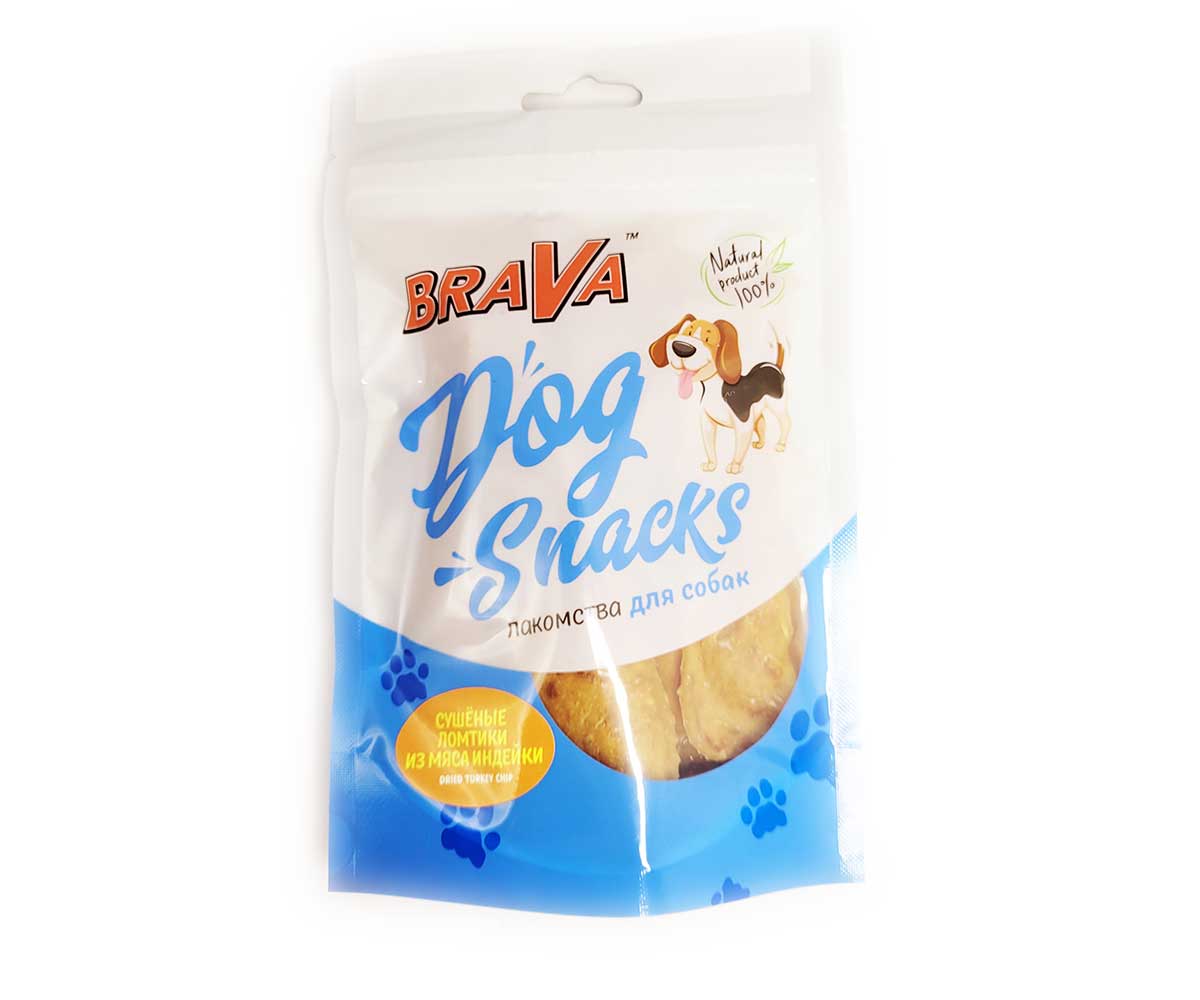 Лакомство Brava (Брава) Для Собак Сушеные Ломтики Из Мяса Индейки 90г (1*50)