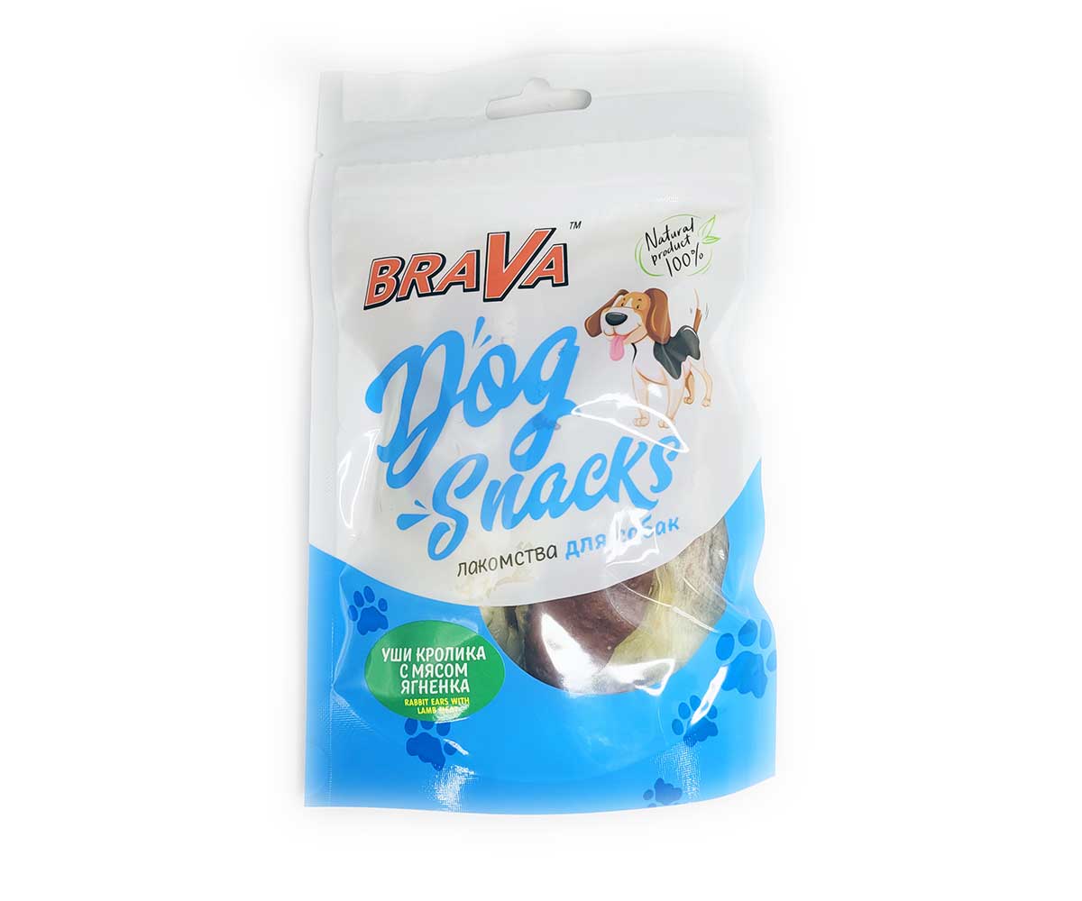 Лакомство Brava (Брава) Для Собак Уши Кролика с Мясом Ягнёнка 90г (1*50)
