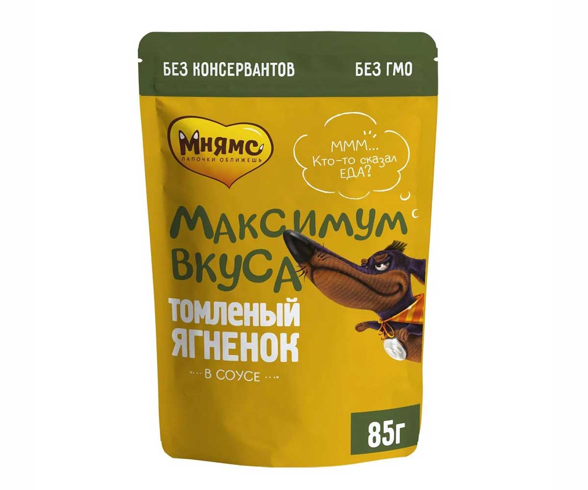 Влажный Корм Мнямс Для Собак Ягненок Томленый в Соусе Максимум Вкуса 85г