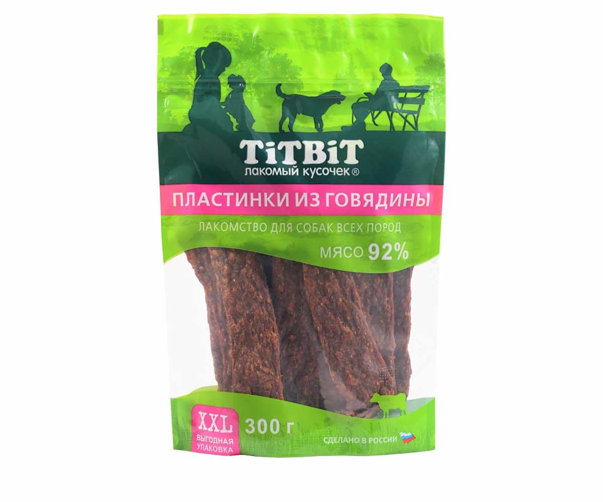 Лакомство TiTBiT (Титбит) Для собак Пластинки Из Говядины 300г Xxl 024300 Выгодная Упаковка